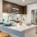 brightly lit c-shaped kitchen